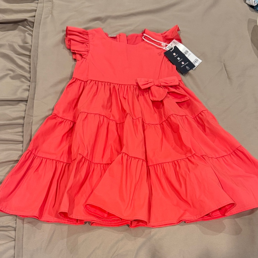 Elegant Coral Kids Dress with Bow